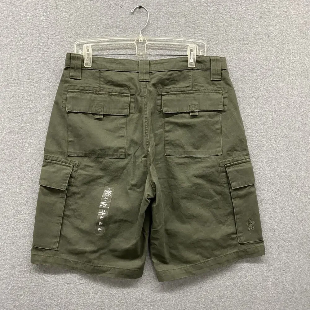 Boy Scouts of America BSA Men’s 34 Olive Green Canvas Cargo Uniform Shorts NWT